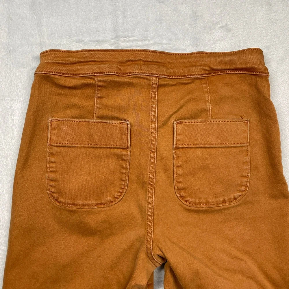 LC Lauren Conrad Wide Leg Pants Womens 2 Rust Brown Super High Rise Patch Pocket
